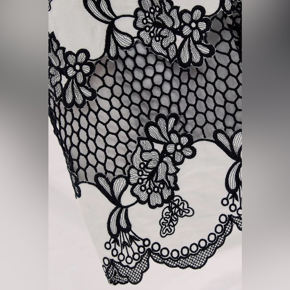 Anthropologie Not So Serious Contrast Embroidered Wrap Maxi Dress White & Black - Picture 2 of 7